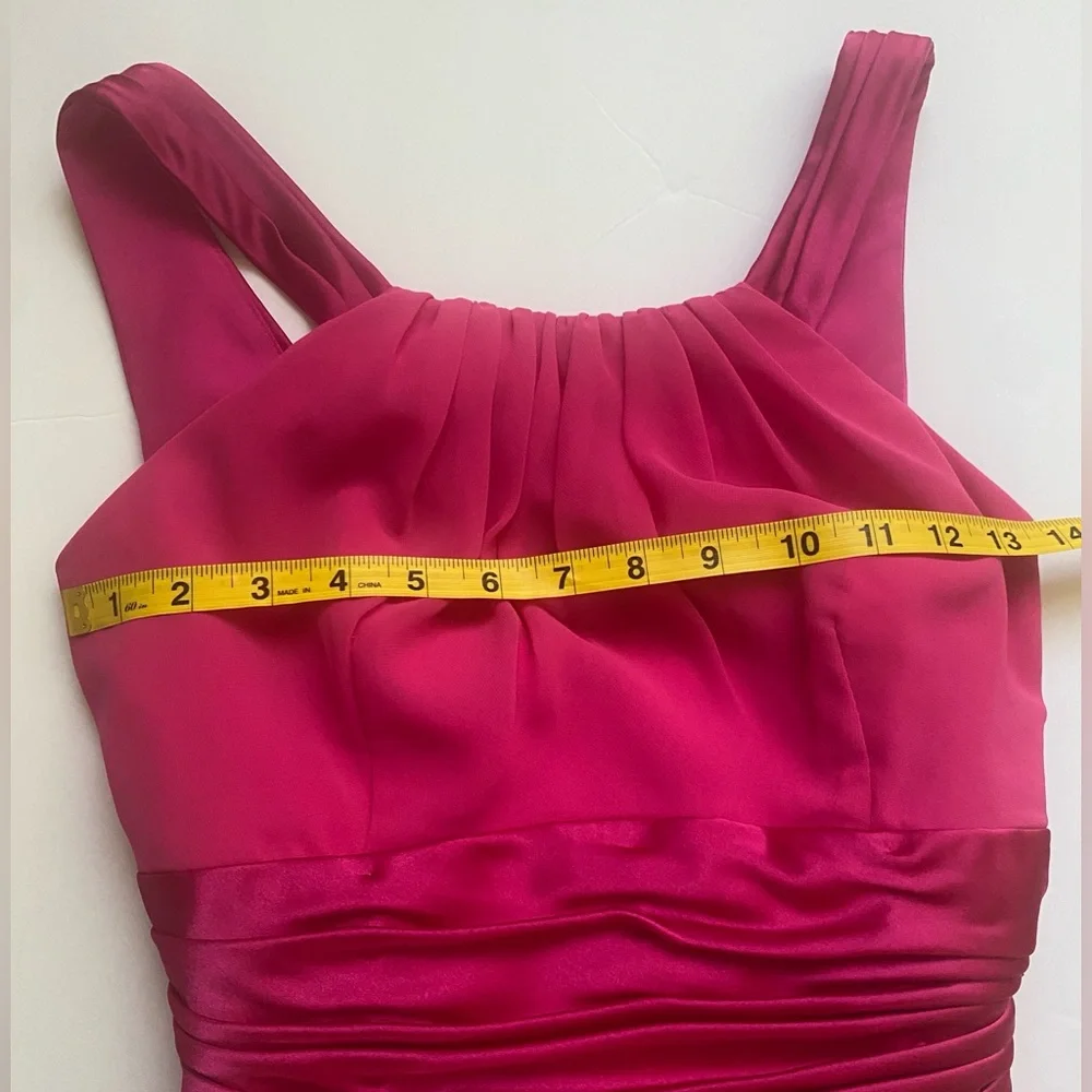 David’s Bridal Bridesmaid Chiffon Dress Size 6 Begonia Color Tie Back Satin Bow - Picture 8 of 16